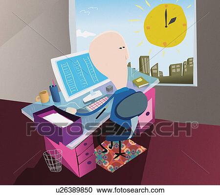 Man daydreaming out office window View Large Illustration Clipart - Man daydreaming out office window. Fotosearch