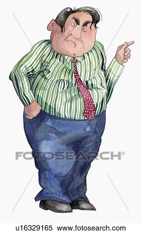 Stock Illustration - Overweight Businessman making a point. Fotosearch