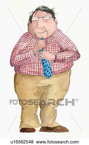 Overweight man straightening his tie View Large Illustration Stock Illustration - Overweight man straightening his tie. Fotosearch