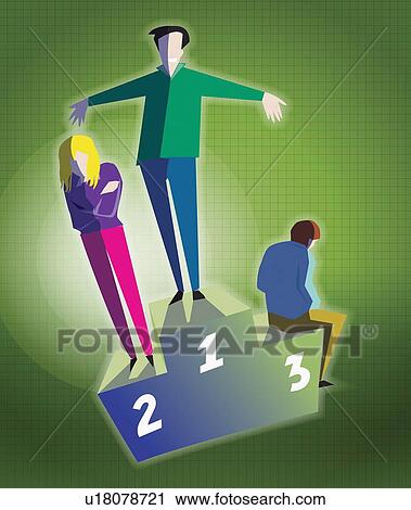 Three people on podium View Large Illustration Clip Art - Three people on podium. Fotosearch