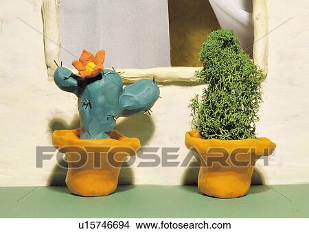 Cactus and plant View Large Illustration Stock Illustration - Cactus and plant. Fotosearch