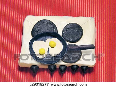 Eggs in a frying pan View Large Illustration Stock Illustration - Eggs in a frying pan. Fotosearch