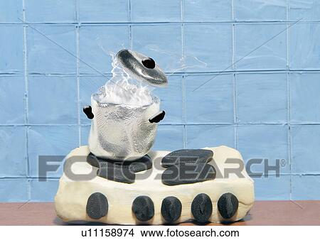 Pot on stove with steam rising View Large Illustration Stock Illustration - Pot on stove with steam rising. Fotosearch