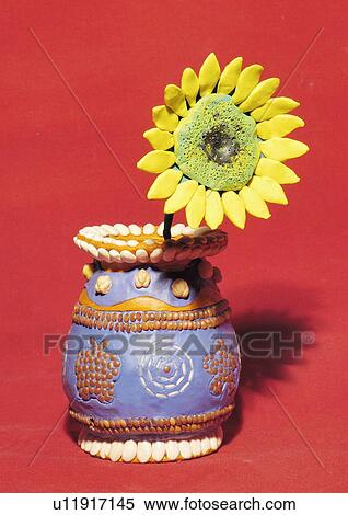 Sunflower in vase View Large Illustration Stock Illustration - Sunflower in vase. Fotosearch