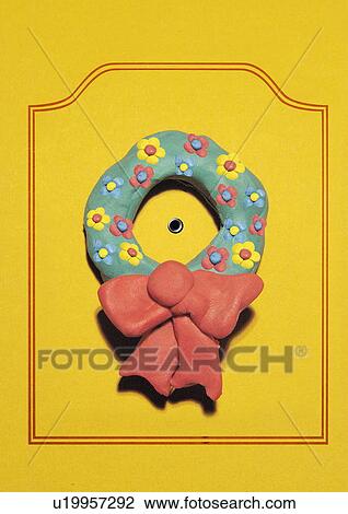 Drawing - Wreath on door. Fotosearch