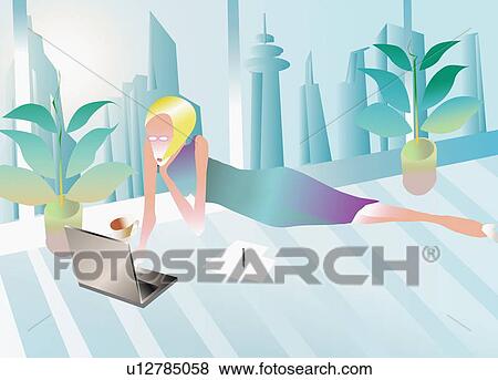 Stock Illustration - Businessman sliding down a stock chart arrow. Fotosearch