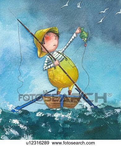 Stock Illustration - Man fishing. Fotosearch