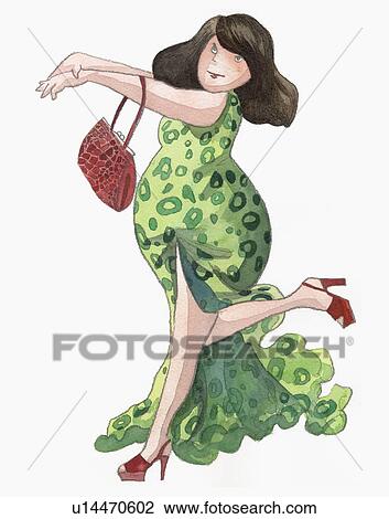 Overweight woman dressed up View Large Illustration Drawing - Overweight woman dressed up. Fotosearch