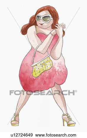 Overweight woman in dress View Large Illustration Stock Illustration - Overweight woman in dress. Fotosearch