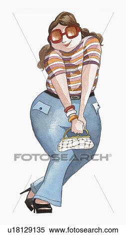 Stock Illustration - Overweight woman posing. Fotosearch