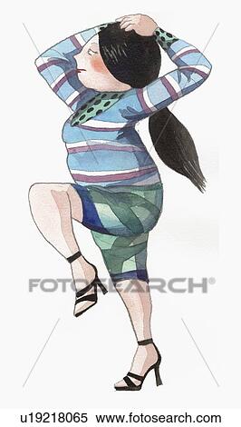 Overweight woman posing View Large Illustration Stock Illustration - Overweight woman posing. Fotosearch