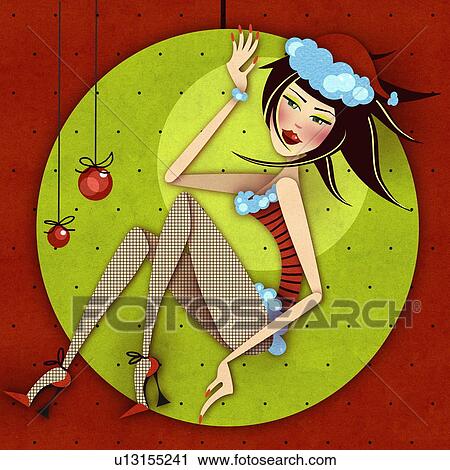 Clip Art - Sexy woman in Santa Claus outfit. Fotosearch