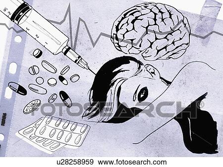Woman and drugs collage View Large Illustration Stock Illustration - Woman and drugs collage. Fotosearch