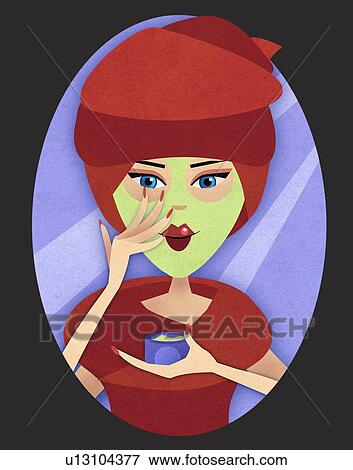 Woman applying facial mud View Large Illustration Stock Illustration - Woman applying facial mud. Fotosearch