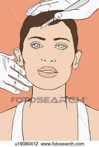 Woman receiving beauty treatment View Large Illustration Drawing - Woman receiving beauty treatment. Fotosearch