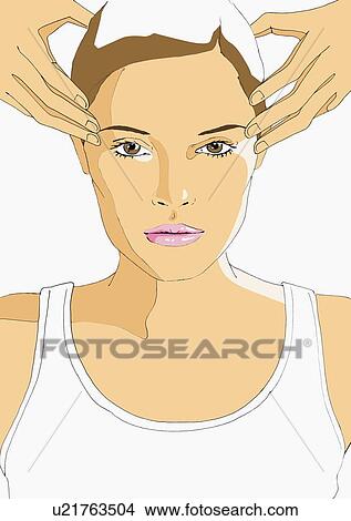 Stock Illustration - Woman receiving head massage. Fotosearch