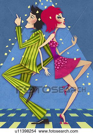 Stock Illustration - Young couple dancing in nightclub. Fotosearch