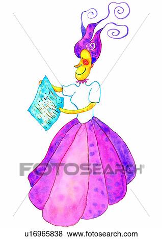 Stock Illustration - birthday, woman, lady, watercolor, painting. Fotosearch