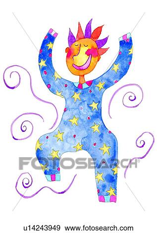Stock Illustration - painting, child, birthday, watercolor, sing. Fotosearch