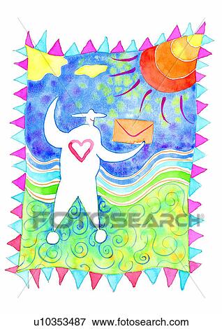 painting, sun, envelop, watercolor View Large Illustration Stock Illustration - painting, sun, envelop, watercolor. Fotosearch