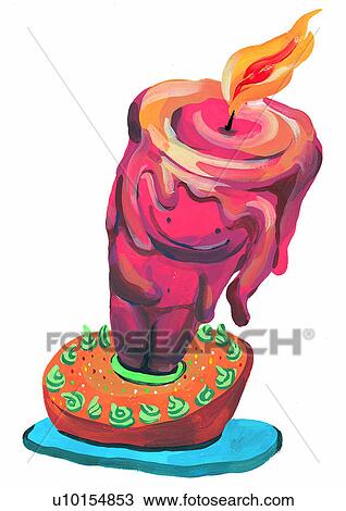 painting, watercolor, birthday, candle, fire View Large Illustration Drawing - painting, watercolor, birthday, candle, fire. Fotosearch