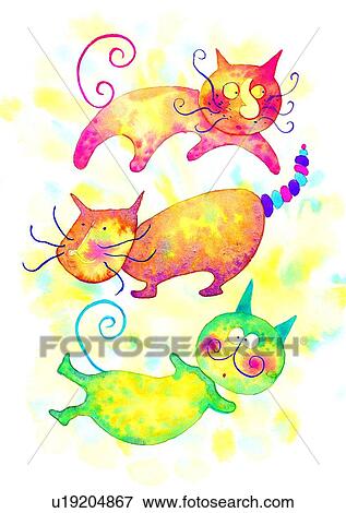 painting, watercolor, birthday, cat View Large Illustration Stock Illustration - painting, watercolor, birthday, cat. Fotosearch