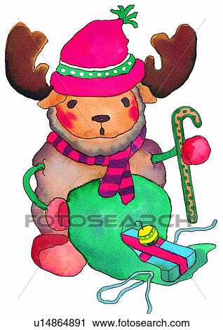Christmas, painting, deer, sheep, watercolor, pretend View Large Illustration Clip Art - Christmas, painting, deer, sheep, watercolor, pretend. Fotosearch