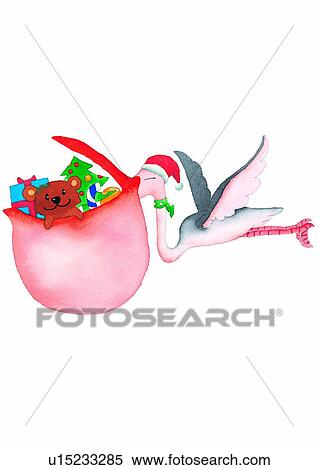 Christmas, painting, watercolor, bird, gift, flying View Large Illustration Stock Illustration - Christmas, painting, watercolor, bird, gift, flying. Fotosearch
