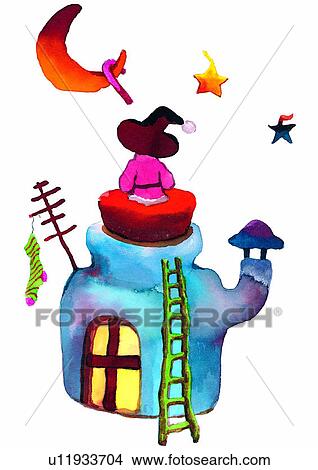painting, watercolor, hat, sitting, Christmas View Large Illustration Stock Illustration - painting, watercolor, hat, sitting, Christmas. Fotosearch