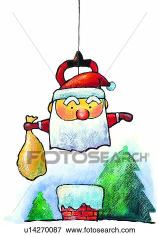 Stock Illustration - watercolor, Christmas, painting, Santa Claus. Fotosearch