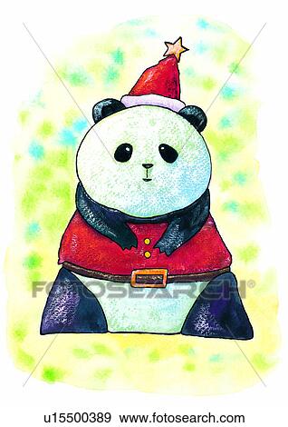 watercolor, Christmas, panda, painting View Large Illustration Stock Illustration - watercolor, Christmas, panda, painting. Fotosearch