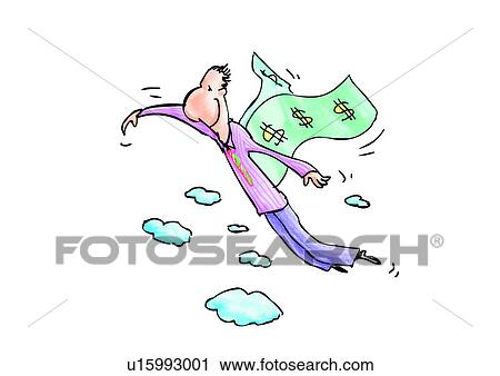 Clip Art - caricature, cartoon, character, happy, role, fly. Fotosearch