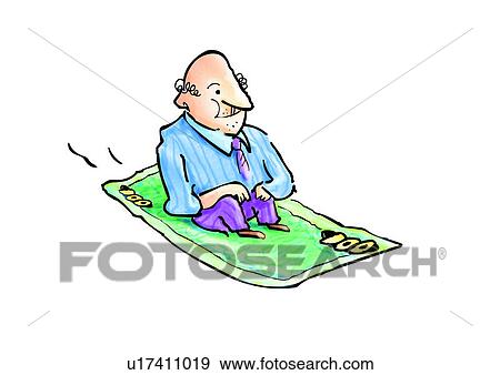 Stock Illustration - figure, caricature, character, male, greybeard, dream. Fotosearch