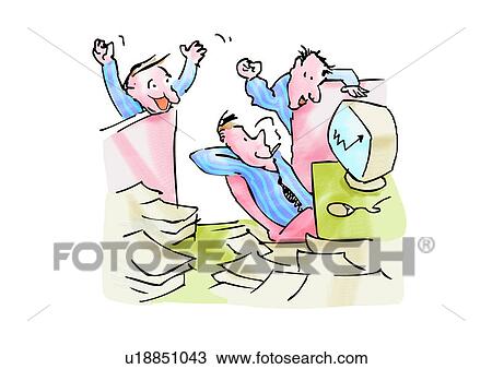 Drawing - figure, happy, comic, role, bloom, upward, personage. Fotosearch
