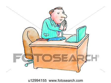 Stock Illustration - invoke, comic, business, knee, character, office, personage. Fotosearch