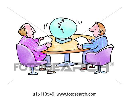 Stock Illustration - negotiate, figure, comic, caricature, role, meeting, character. Fotosearch