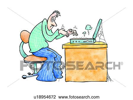 Drawing - type, figure, tired, role, cartoon, business. Fotosearch