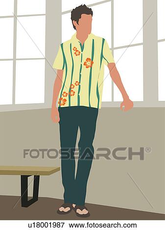 Stock Illustration - Bench, Casual Clothing, Jeans, Part Of, One Person. Fotosearch