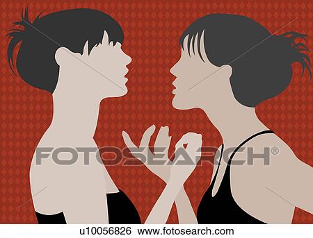 Chatting, Face To Face, Casual Clothing, Digitally Generated Image, Creativity, Style View Large Illustration Stock Illustration - Chatting, Face To Face, Casual Clothing, Digitally Generated Image, Creativity, Style. Fotosearch