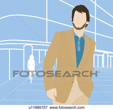 Stock Illustration - Fashion, Illustration And Painting, Beard, Formal Clothing, Road. Fotosearch
