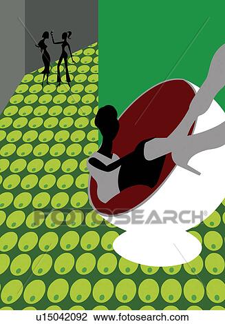 Drawing - Group Of People, Digitally Generated Image, Fashion & Style, Indoor, Creativity, Pattern. Fotosearch