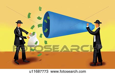 Bag, Blowing, Business Suit, Businessmen, Holding View Large Illustration Drawing - Bag, Blowing, Business Suit, Businessmen, Holding. Fotosearch