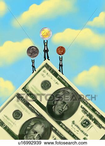Businessmen, Coin, Cloud, At The Edge Of View Large Illustration Stock Illustration - Businessmen, Coin, Cloud, At The Edge Of. Fotosearch