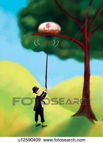 Stock Illustration - Illusion, Egg, Tree Trunk, Dream, Currency, Businessman. Fotosearch