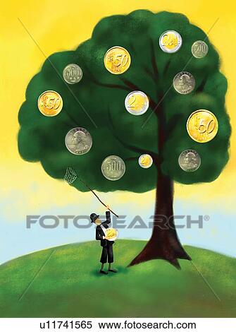 Illustration And Painting, Currency, Dollar Coin, Businessman, Coin, Finance View Large Illustration Stock Illustration - Illustration And Painting, Currency, Dollar Coin, Businessman, Coin, Finance. Fotosearch