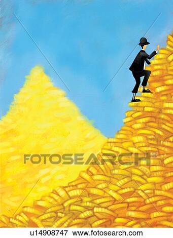 Stock Illustration - Moving Up, Mountain Peak, Dream, Sky. Fotosearch