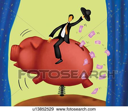 Stock Illustration - Sitting, Finance, Hat, Illustration And Painting, Business, Investment, Businessman. Fotosearch