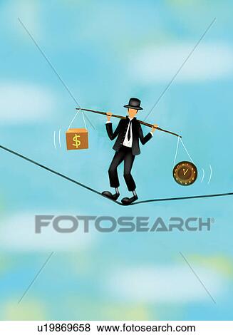 Walking, Wealth, Balance, Rope, Illustration And Painting, One Person View Large Illustration Stock Illustration - Walking, Wealth, Balance, Rope, Illustration And Painting, One Person. Fotosearch