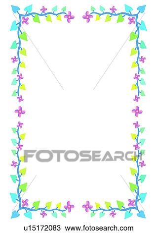 rim, frame, flower, leaf View Large Illustration Drawing - rim, frame, flower, leaf. Fotosearch