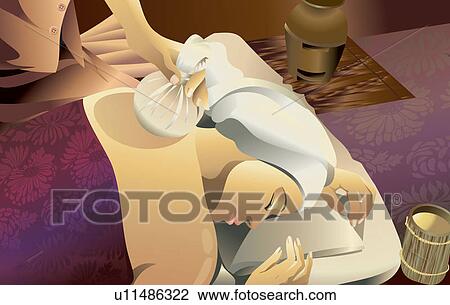 Beauty Treatment, Close-Up View Large Illustration Drawing - Beauty Treatment, Close-Up. Fotosearch